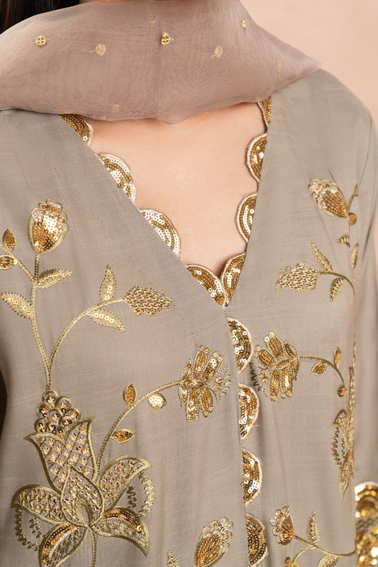 3 PIECE EMBROIDERED RAW SILK SUIT (LUXURY PRET)