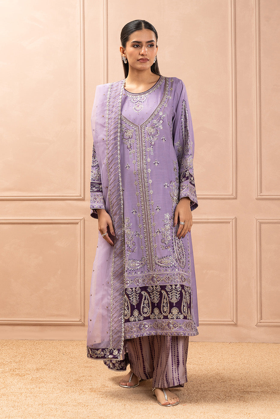 3 PIECE EMBROIDERED RAW SILK SUIT (LUXURY PRET)