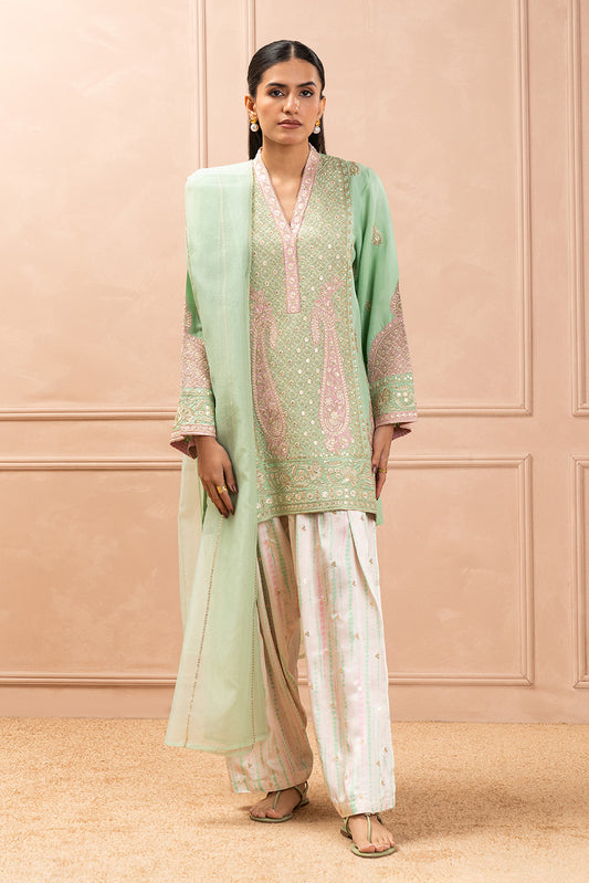 2 PIECE EMBROIDERED RAW SILK SUIT (LUXURY PRET)