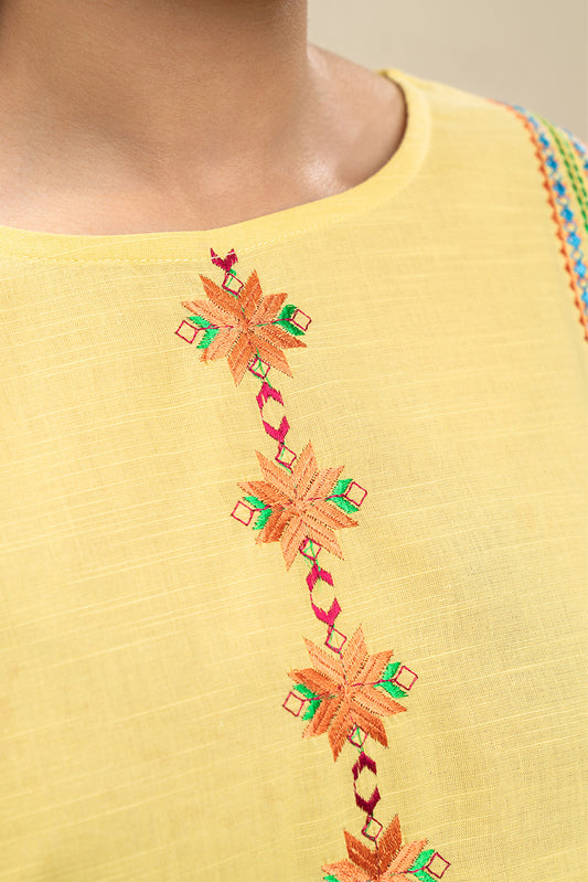 EMBROIDERED SLUB LAWN SHIRT (PRET)
