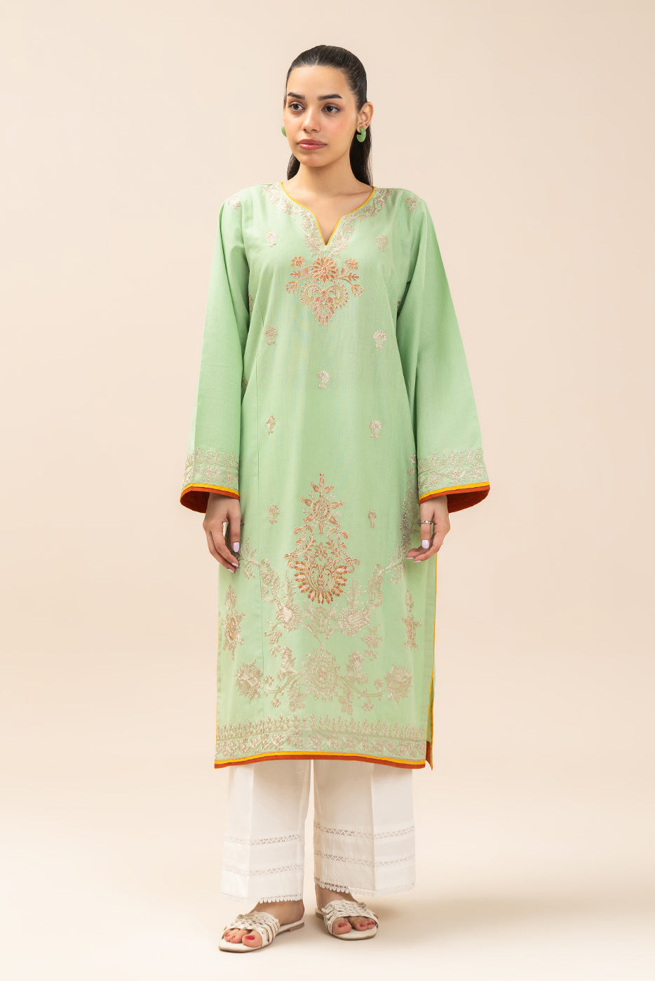 EMBROIDERED SLUB SHIRT (PRET)
