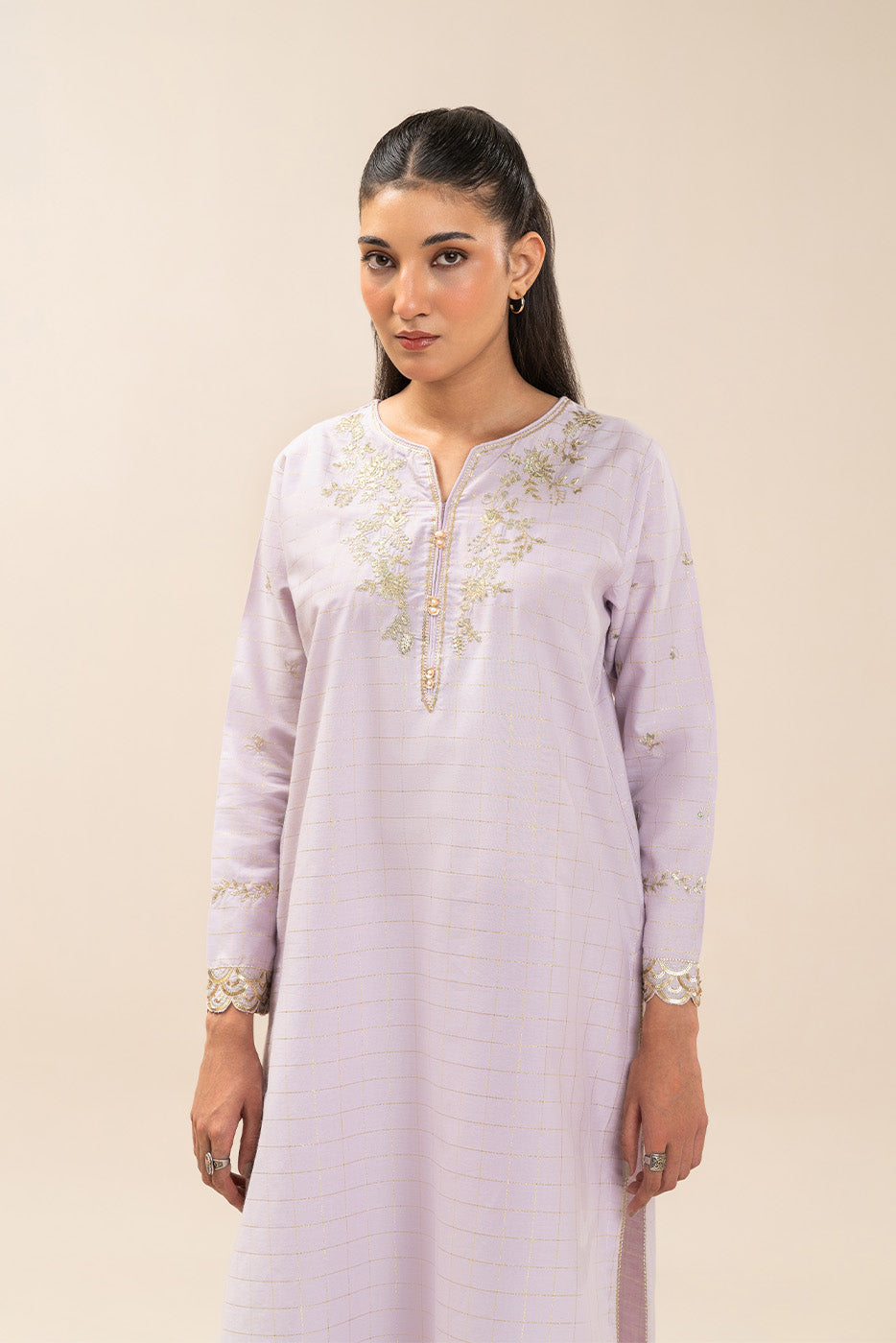 EMBROIDERED YARN DYED LUREX SHIRT (PRET)
