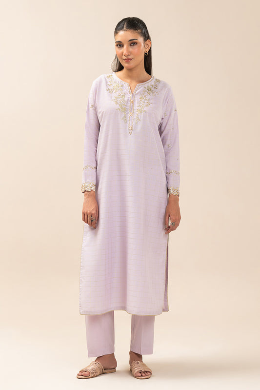 EMBROIDERED YARN DYED LUREX SHIRT (PRET)