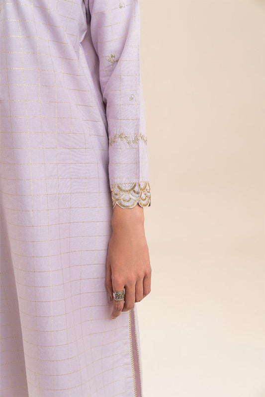 EMBROIDERED YARN DYED LUREX SHIRT (PRET)