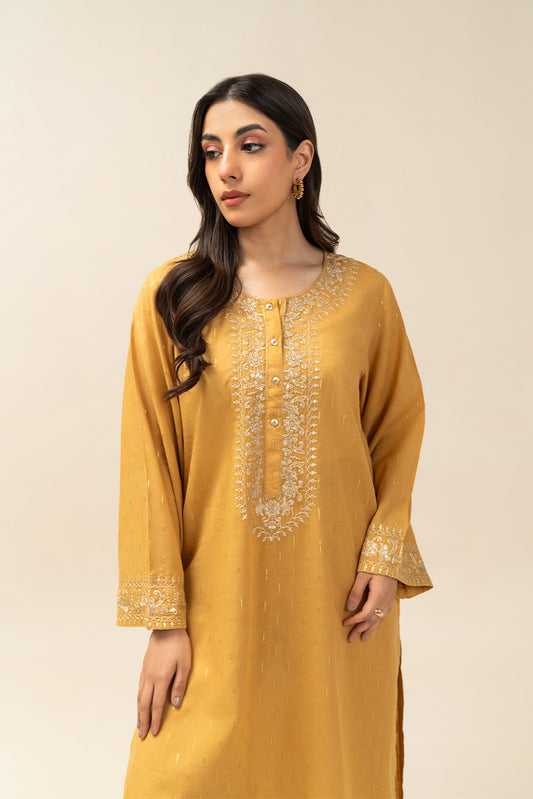 2 PIECE EMBROIDERED ZARI JACQUARD SUIT (PRET)