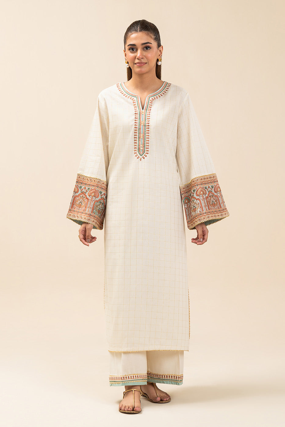EMBROIDERED YARN DYED LUREX SHIRT (PRET)