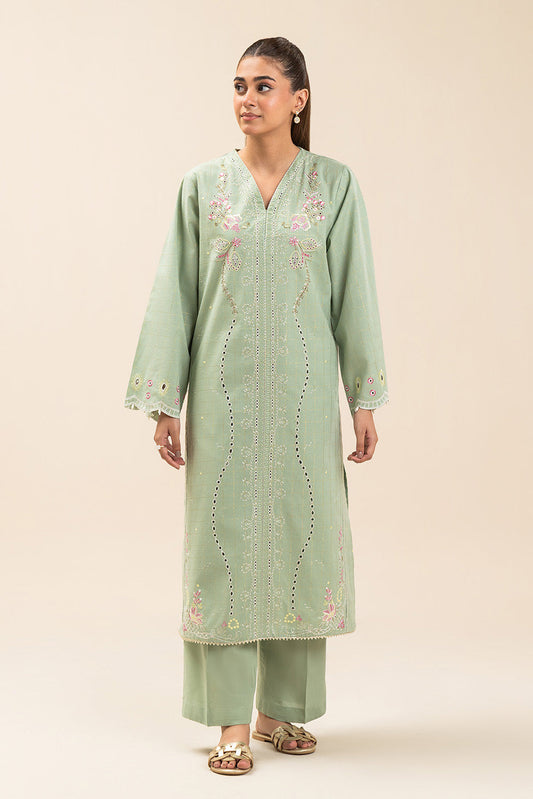 2 PIECE EMBROIDERED YARN DYED LUREX SUIT (PRET)