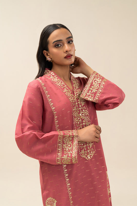 EMBROIDERED ZARI JACQUARD SHIRT (PRET)