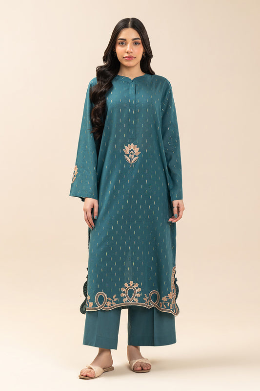 2 PIECE EMBROIDERED ZARI JACQUARD SUIT (PRET)