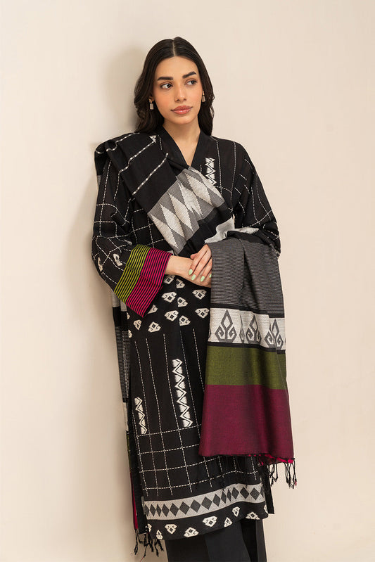 3 PIECE EMBROIDERED JACQUARD SUIT (PRET)