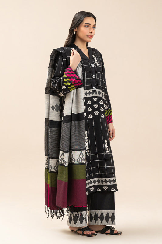 3 PIECE EMBROIDERED JACQUARD SUIT (PRET)