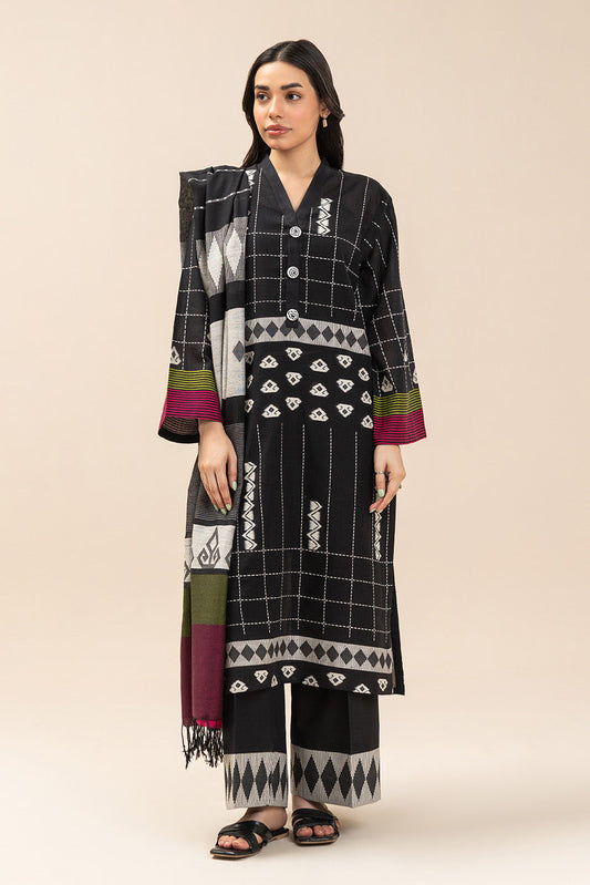 3 PIECE EMBROIDERED JACQUARD SUIT (PRET)