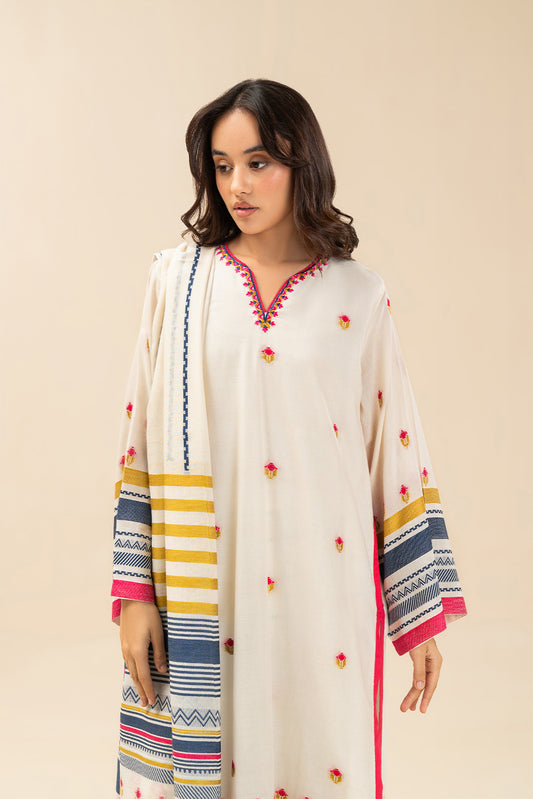 3 PIECE EMBROIDERED JACQUARD SUIT (PRET)
