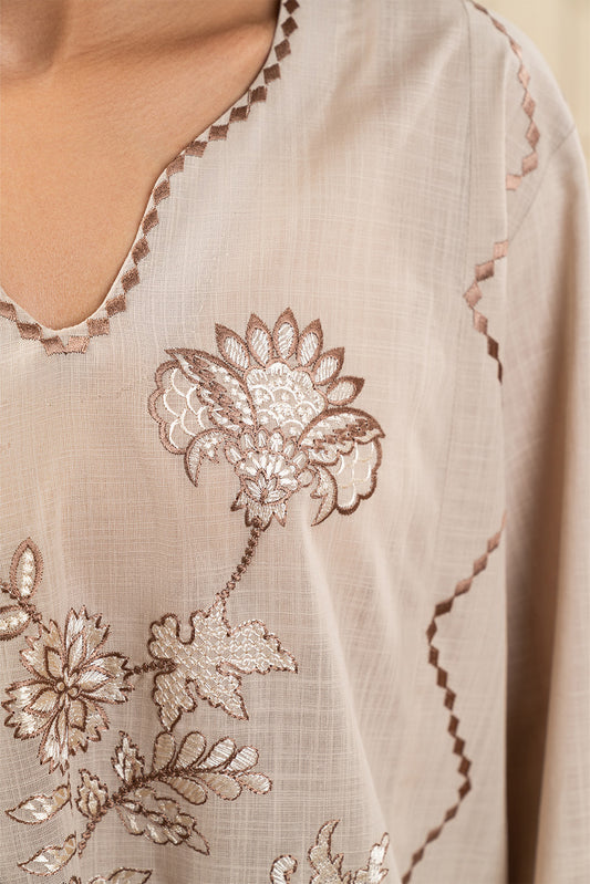 3 PIECE EMBROIDERED TWO WAY SLUB SUIT (PRET)