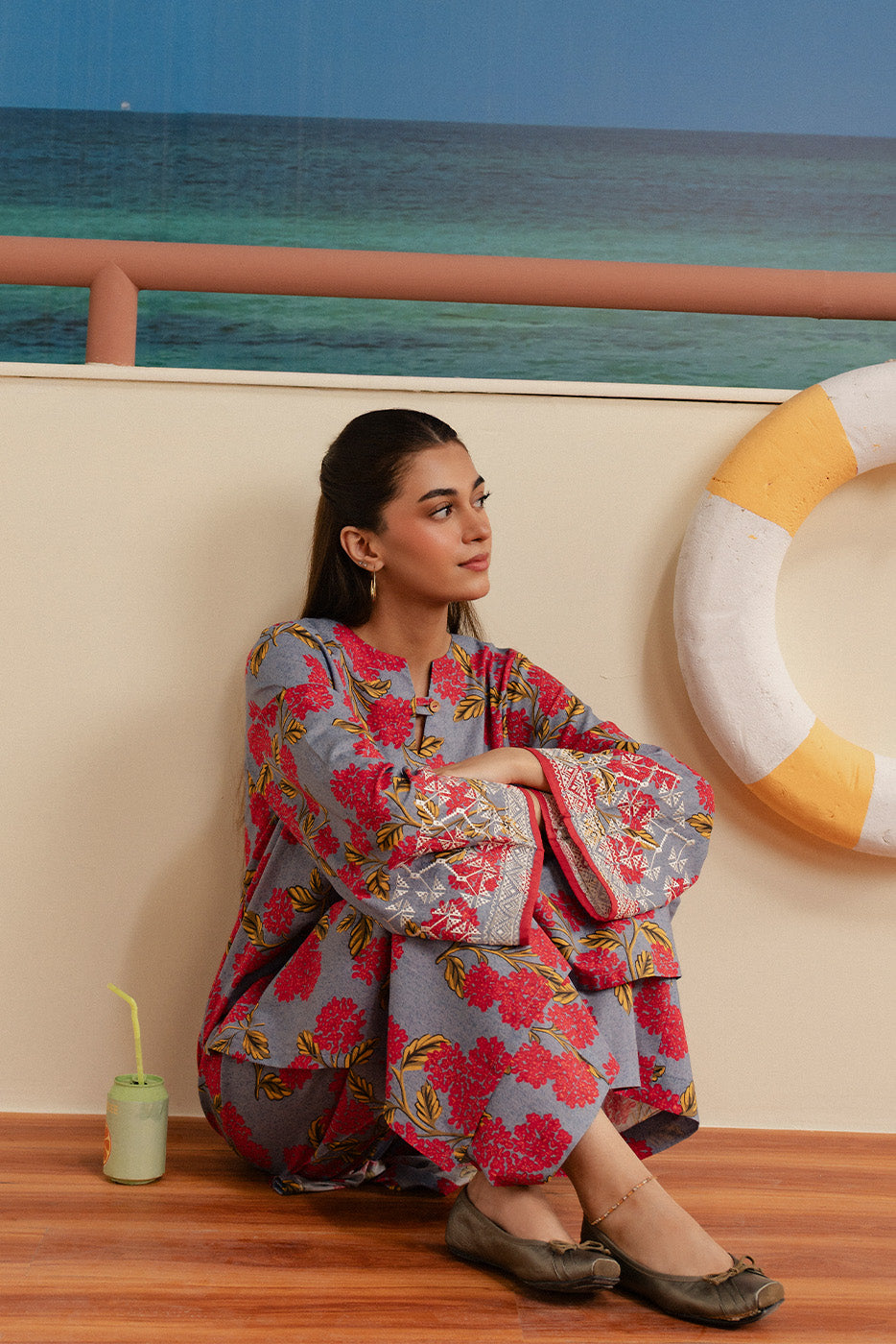 2 PIECE EMBROIDERED TWO WAY SLUB SUIT (PRET)