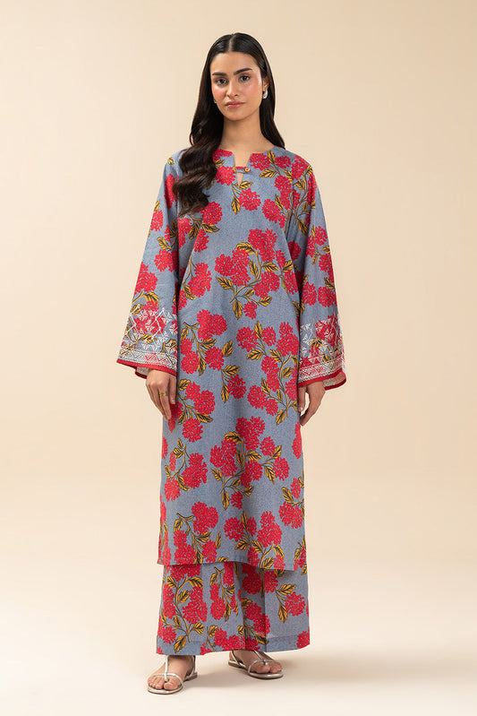 2 PIECE EMBROIDERED TWO WAY SLUB SUIT (PRET)