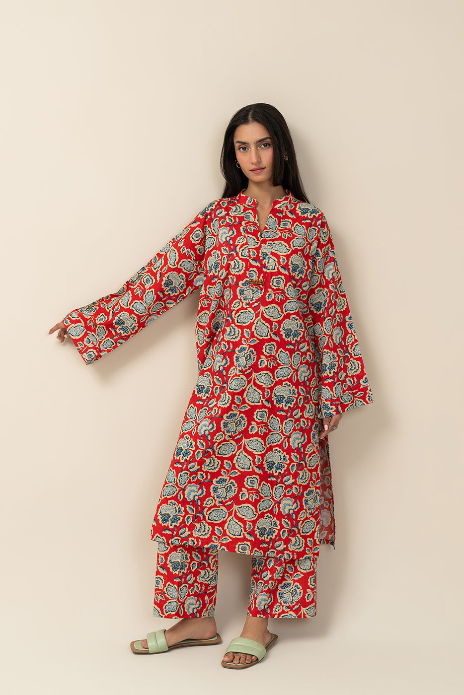2 PIECE PRINTED TWO WAY SLUB SUIT (PRET)