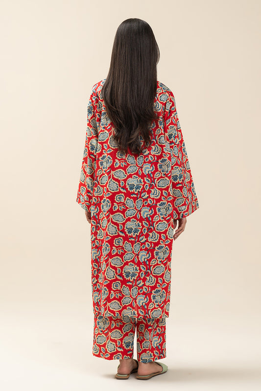 2 PIECE PRINTED TWO WAY SLUB SUIT (PRET)