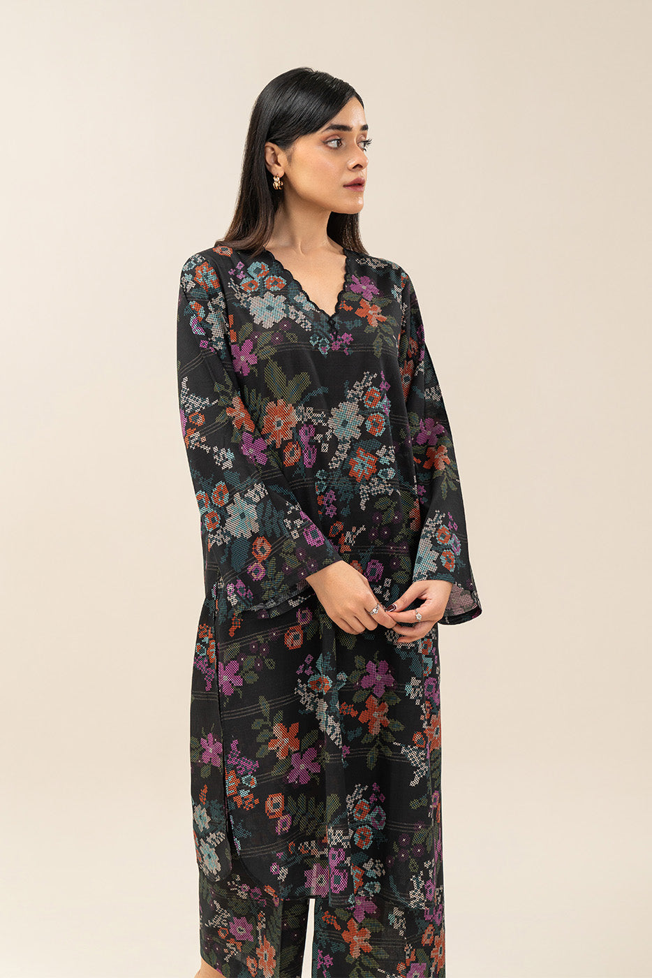 2 PIECE PRINTED LUREX LAWN SUIT (PRET)