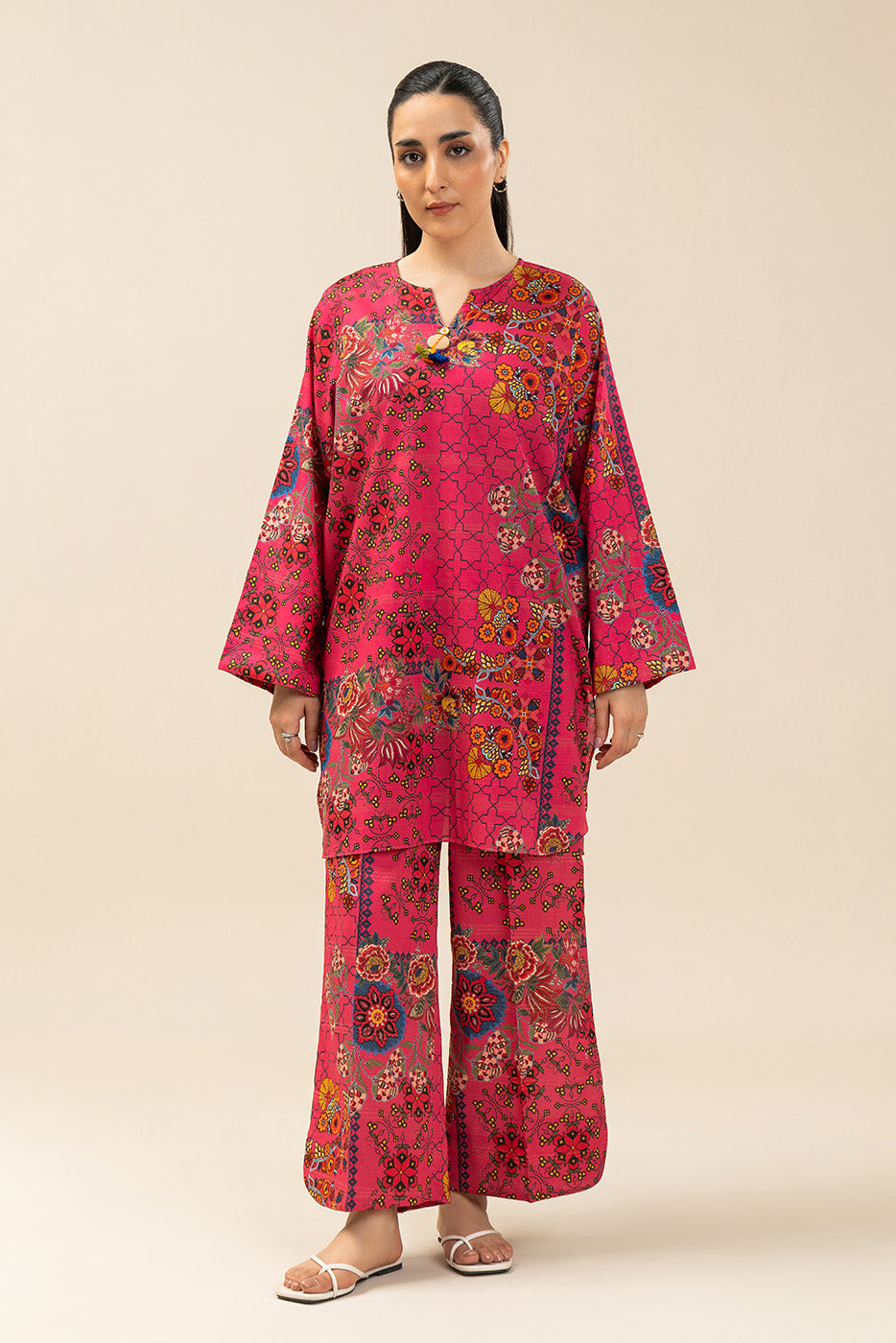 2 PIECE PRINTED LUREX LAWN SUIT (PRET)