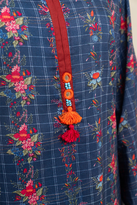 2 PIECE PRINTED LUREX LAWN SUIT (PRET)