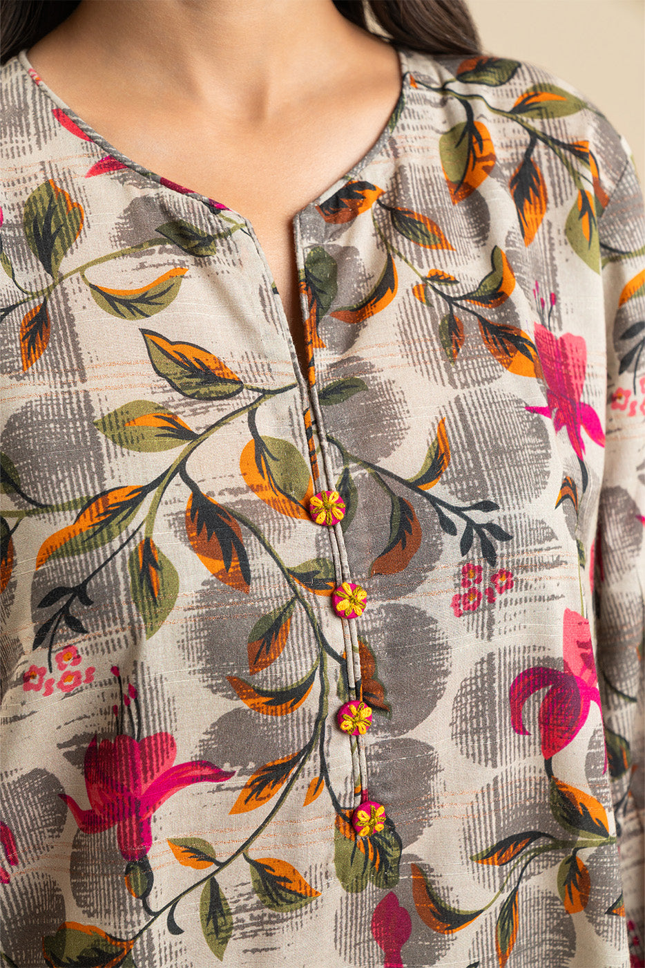 2 PIECE PRINTED LUREX LAWN SUIT (PRET)