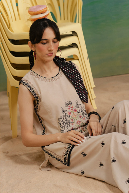 2 PIECE EMBROIDERED CHAMBRAY SUIT (FUSION)