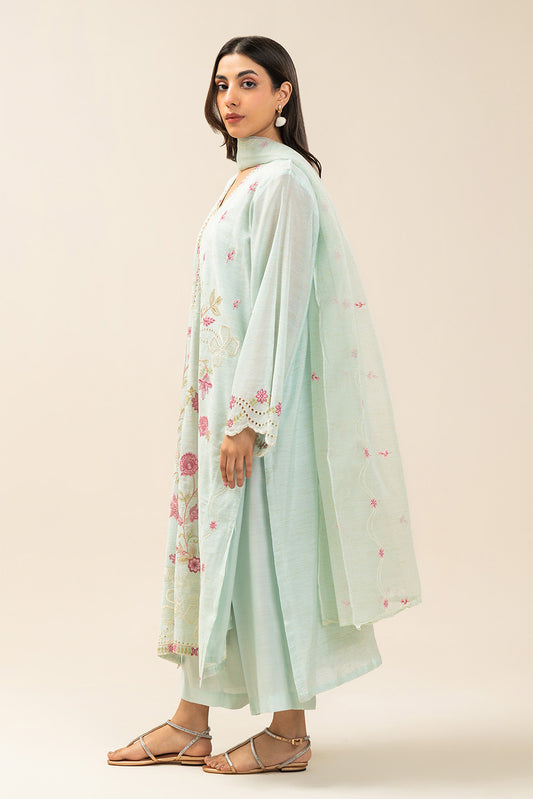 3 PIECE EMBROIDERED ZARI JACQUARD SUIT (HIGH CASUAL)