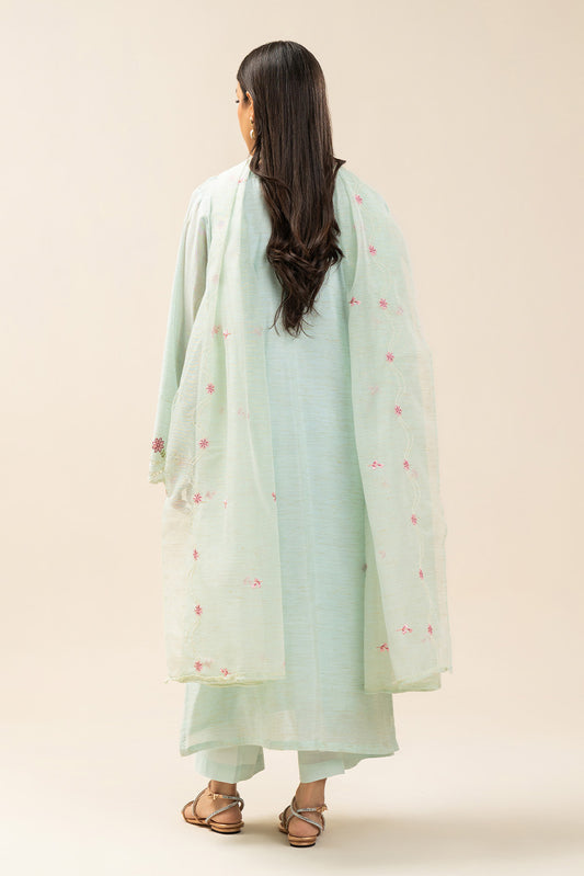 3 PIECE EMBROIDERED ZARI JACQUARD SUIT (HIGH CASUAL)
