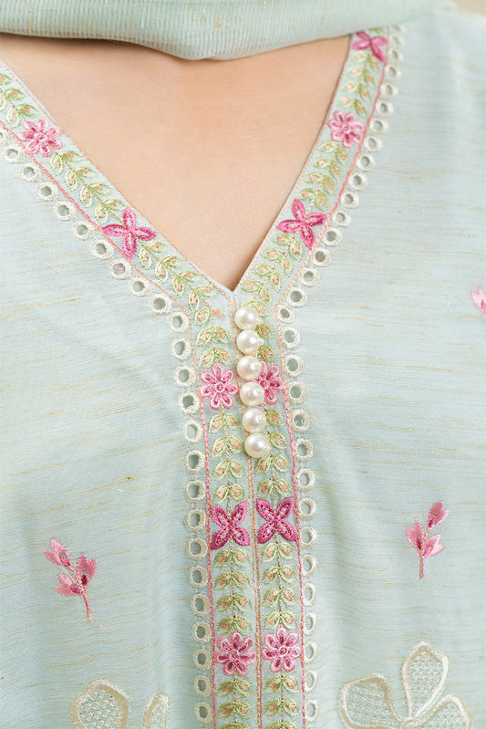 3 PIECE EMBROIDERED ZARI JACQUARD SUIT (HIGH CASUAL)