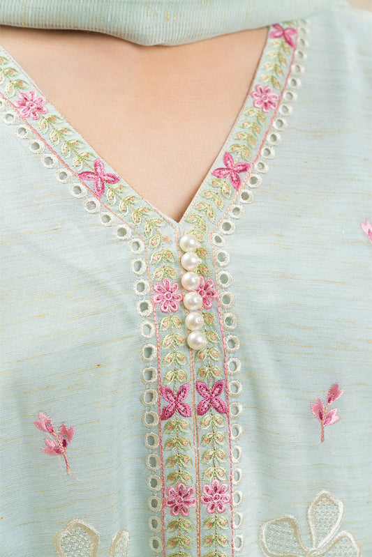 3 PIECE EMBROIDERED ZARI JACQUARD SUIT (HIGH CASUAL)