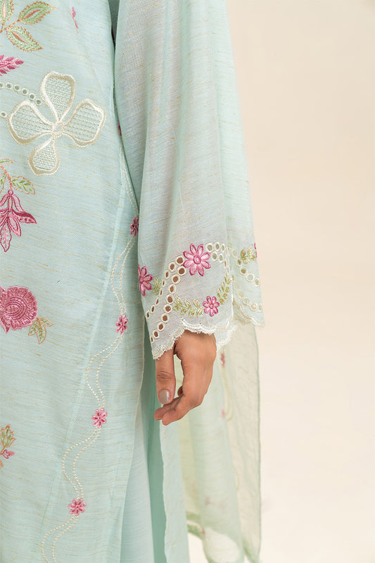 3 PIECE EMBROIDERED ZARI JACQUARD SUIT (HIGH CASUAL)