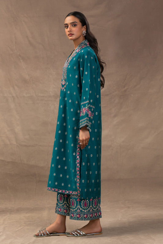 2 PIECE EMBROIDERED ZARI JACQUARD SUIT (LUXURY PRET)