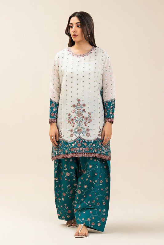 2 PIECE EMBROIDERED DANIER ZARI GOLD SUIT (LUXURY-PRET)