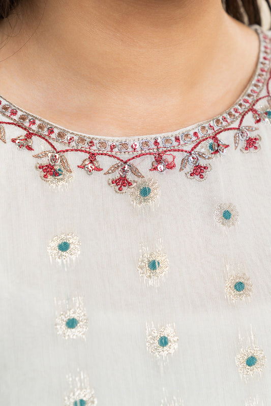 2 PIECE EMBROIDERED DANIER ZARI GOLD SUIT (LUXURY-PRET)