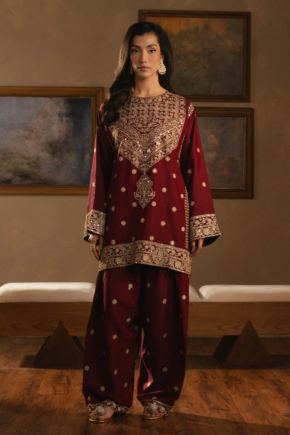 2 PIECE EMBROIDERED RAW SILK SUIT (LUXURY PRET)