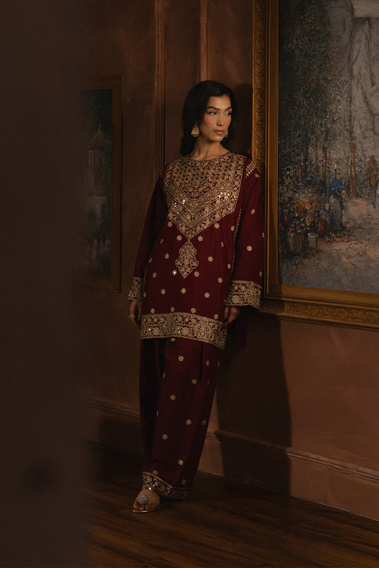 2 PIECE EMBROIDERED RAW SILK SUIT (LUXURY PRET)