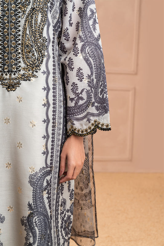 3 PIECE EMBROIDERED DIGITAL PRINTED ZARI JACQUARD SUIT (LUXURY PRET)