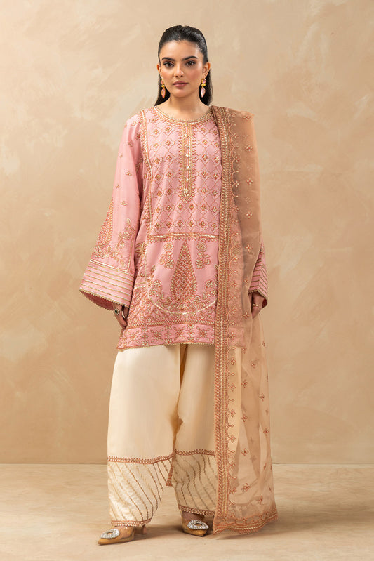 3 PIECE EMBROIDERED RAW SILK SUIT (LUXURY-PRET)