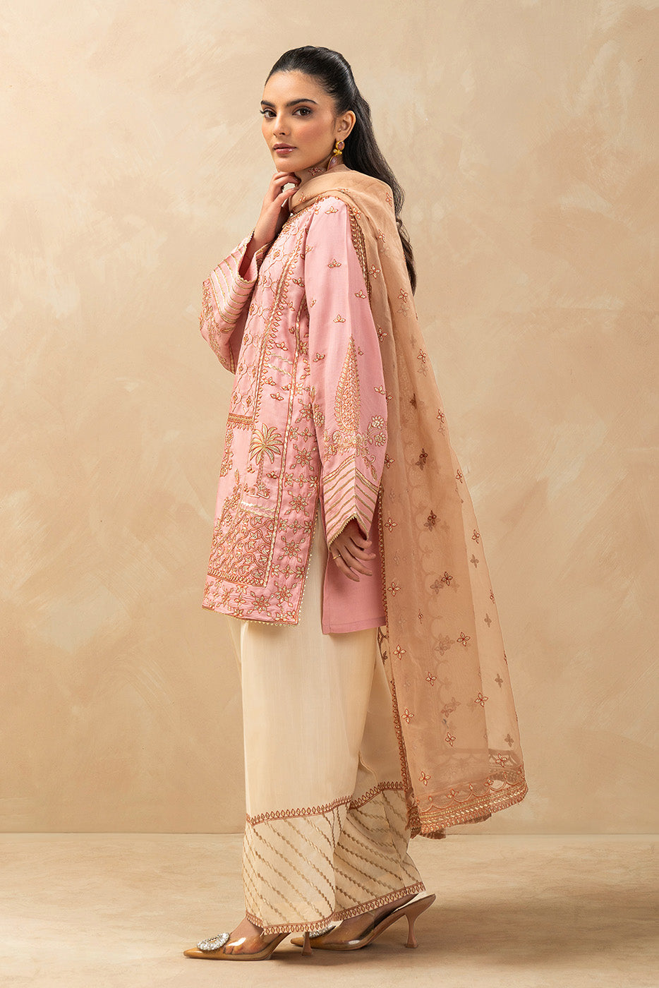 3 PIECE EMBROIDERED RAW SILK SUIT (LUXURY-PRET)