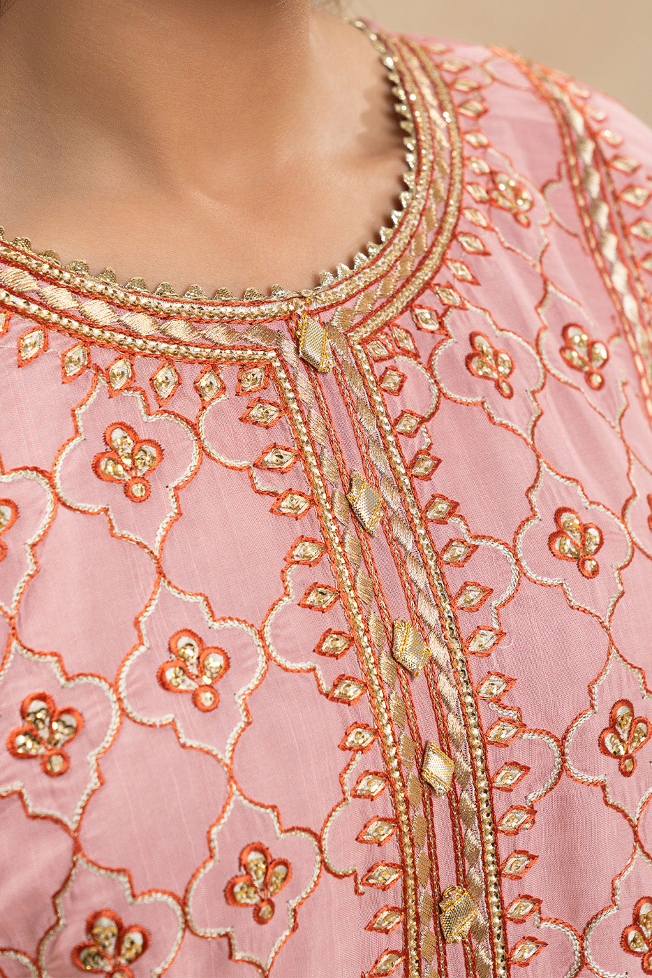 3 PIECE EMBROIDERED RAW SILK SUIT (LUXURY-PRET)