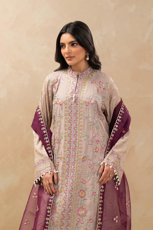 3 PIECE EMBROIDERED RAW SILK SUIT (LUXURY-PRET)