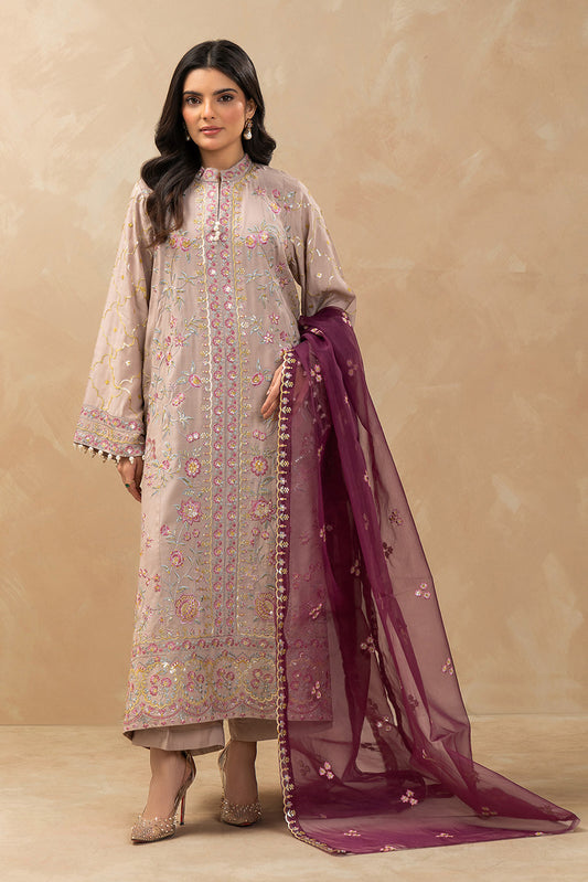 3 PIECE EMBROIDERED RAW SILK SUIT (LUXURY-PRET)