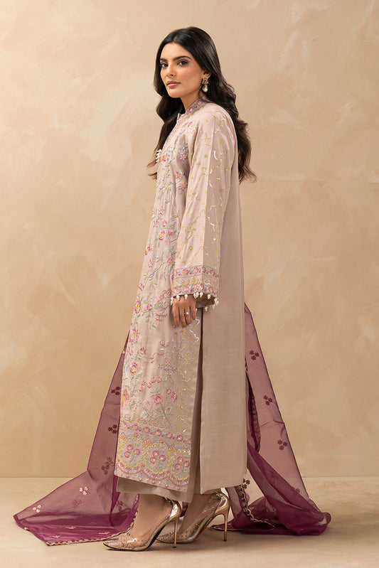 3 PIECE EMBROIDERED RAW SILK SUIT (LUXURY-PRET)