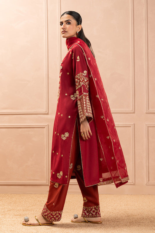 3 PIECE EMBROIDERED RAW SILK SUIT (LUXURY PRET)