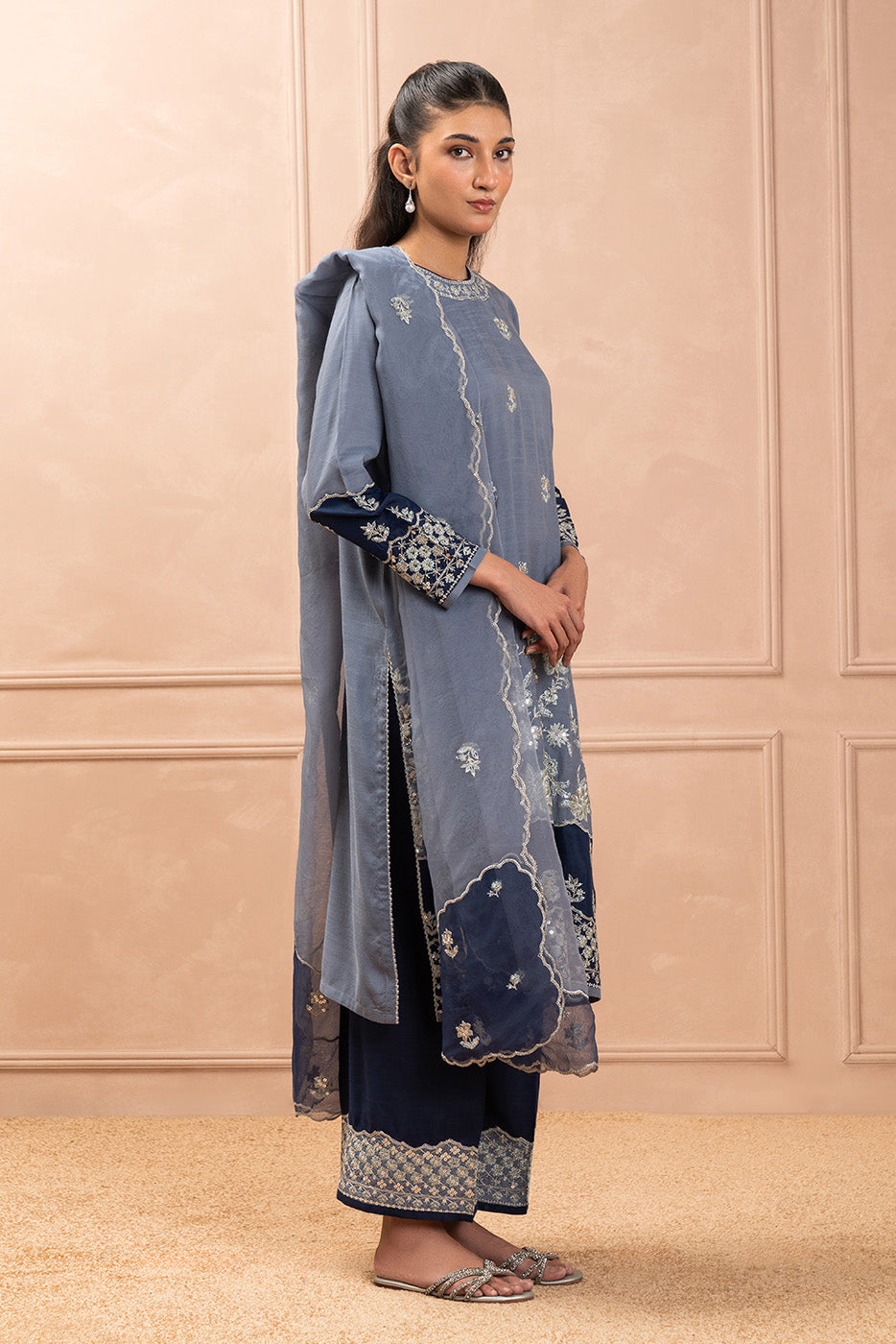 EMBROIDERED RAW SILK SHIRT (LUXURY PRET)