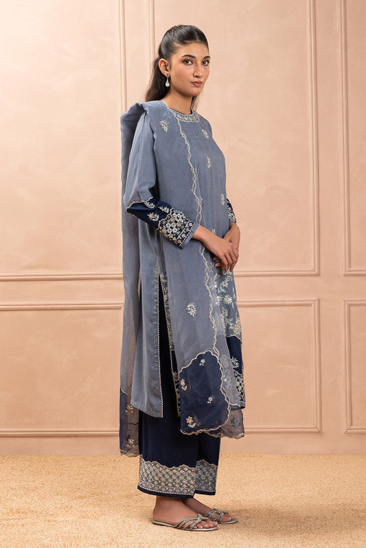 EMBROIDERED RAW SILK SHIRT (LUXURY PRET)