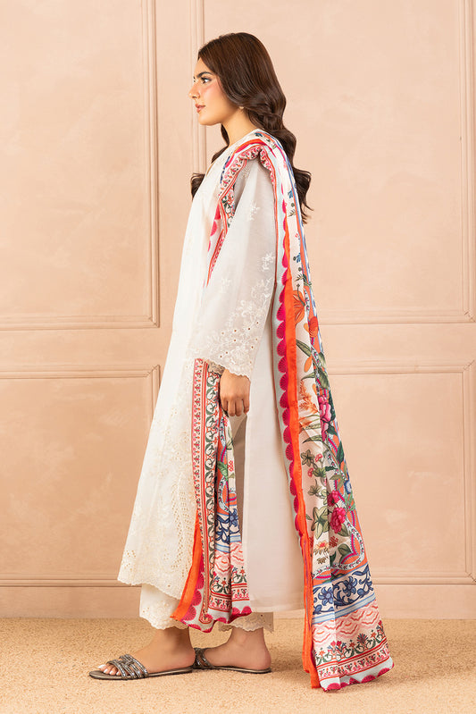 3 PIECE EMBROIDERED PAPER COTTON SUIT (LUXURY PRET)