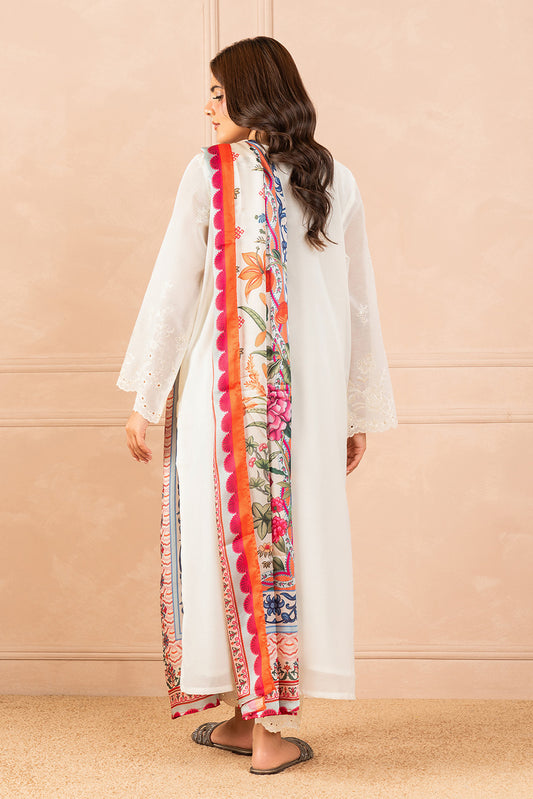 3 PIECE EMBROIDERED PAPER COTTON SUIT (LUXURY PRET)