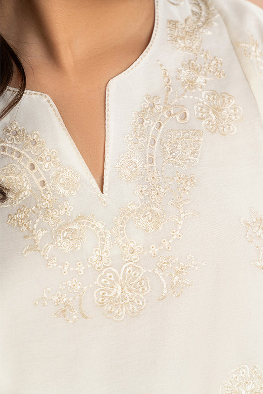3 PIECE EMBROIDERED PAPER COTTON SUIT (LUXURY PRET)